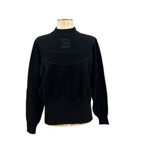 Bogner Vintage 90s Ski Mock Neck Wool Blend Logo Sweater Black Size Small